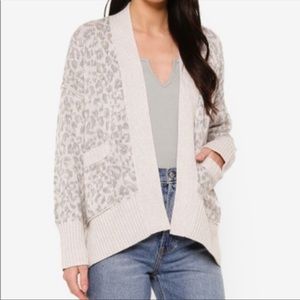Gray leopard print cardigan